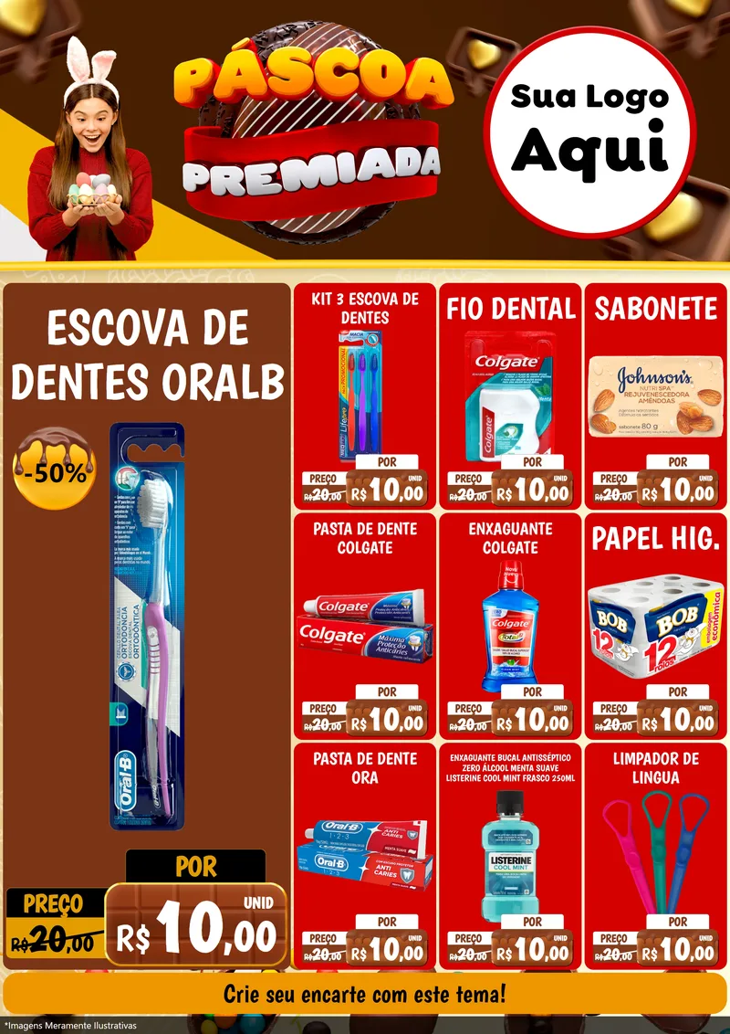 Modelo de Encarte para Encarte A4 Vertical com o tema Páscoa Premiada para Higiene Pessoal