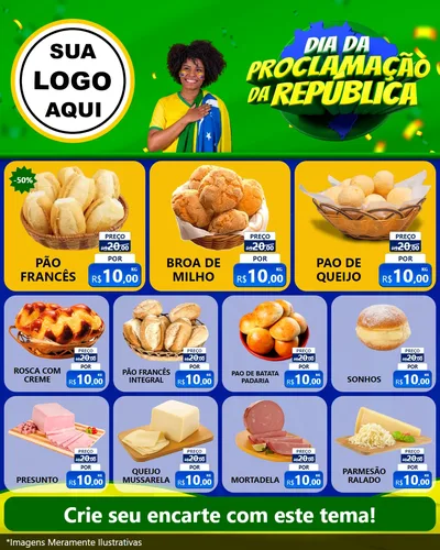 Modelo de Rede Social para Feed Instagram com o tema Dia Da Proclamação Da República para Padaria