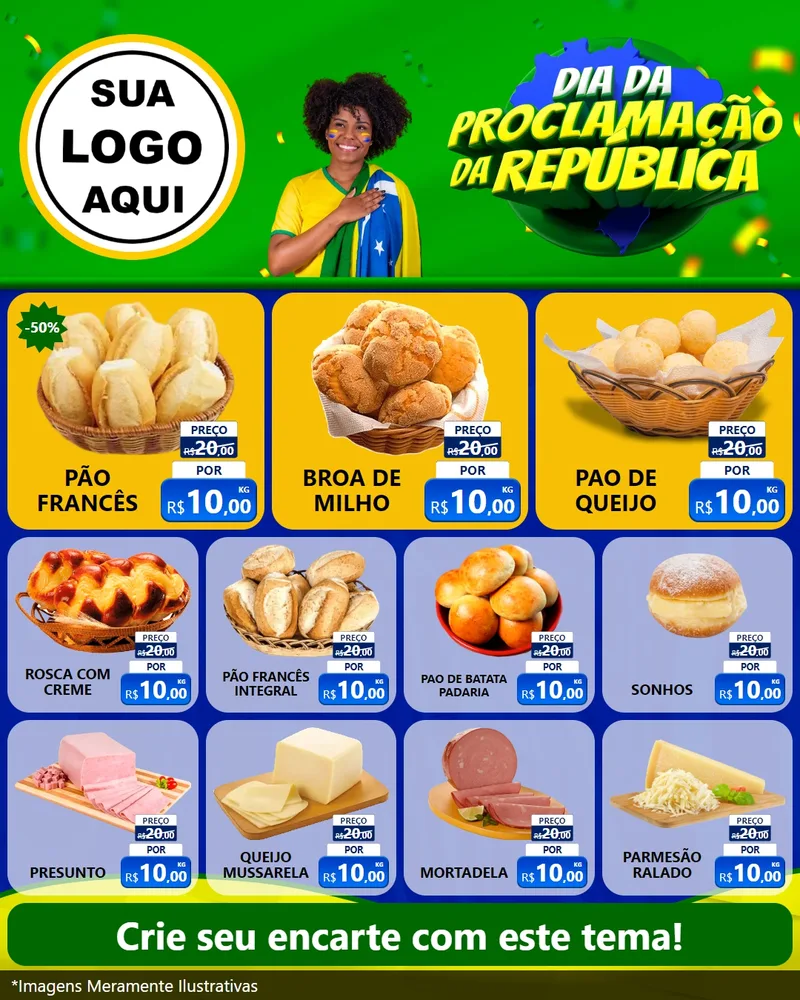 Modelo de Rede Social para Feed Instagram com o tema Dia Da Proclamação Da República para Padaria
