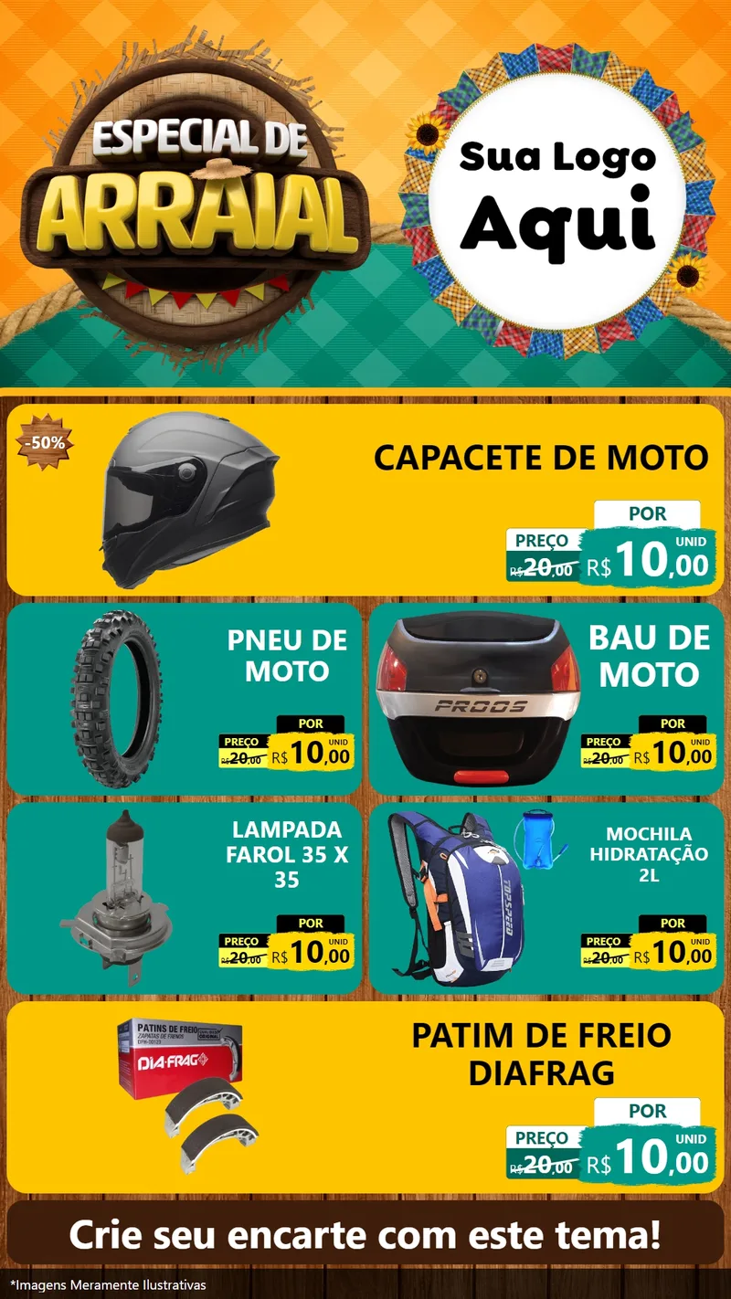 Modelo de TV para TV Vertical com o tema Especial De Arraial para Moto peças