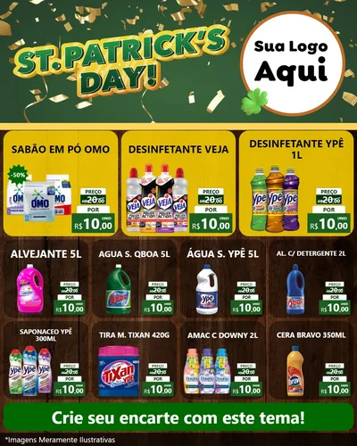 Modelo de Rede Social para Feed Instagram com o tema St Patriks Day para Produtos de Limpeza