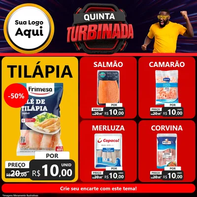 Modelo de Rede Social para Feed Facebook com o tema Quinta Turbinada para Peixaria