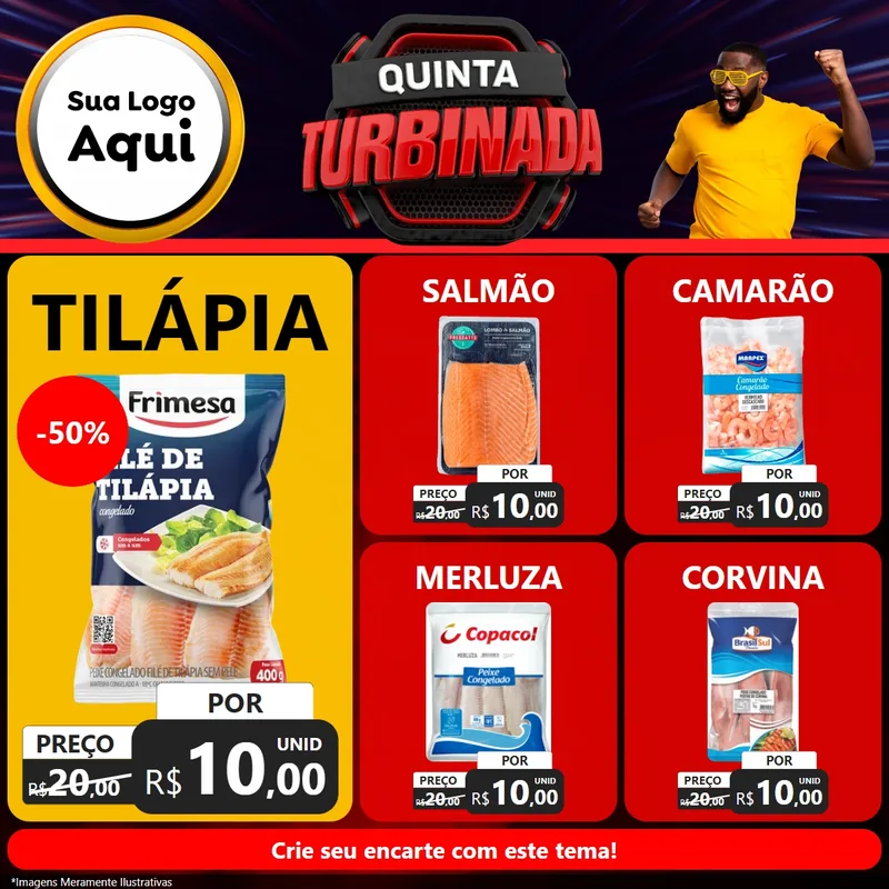 Modelo de Rede Social para Feed Facebook com o tema Quinta Turbinada para Peixaria