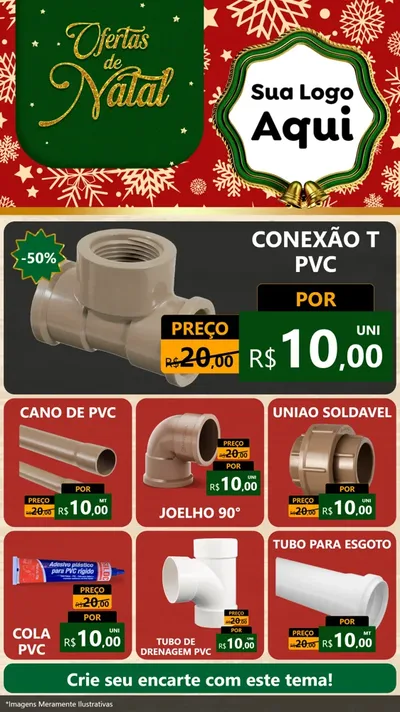Modelo de Rede Social para Stories com o tema Natal de Ofertas para Tubos e conexões