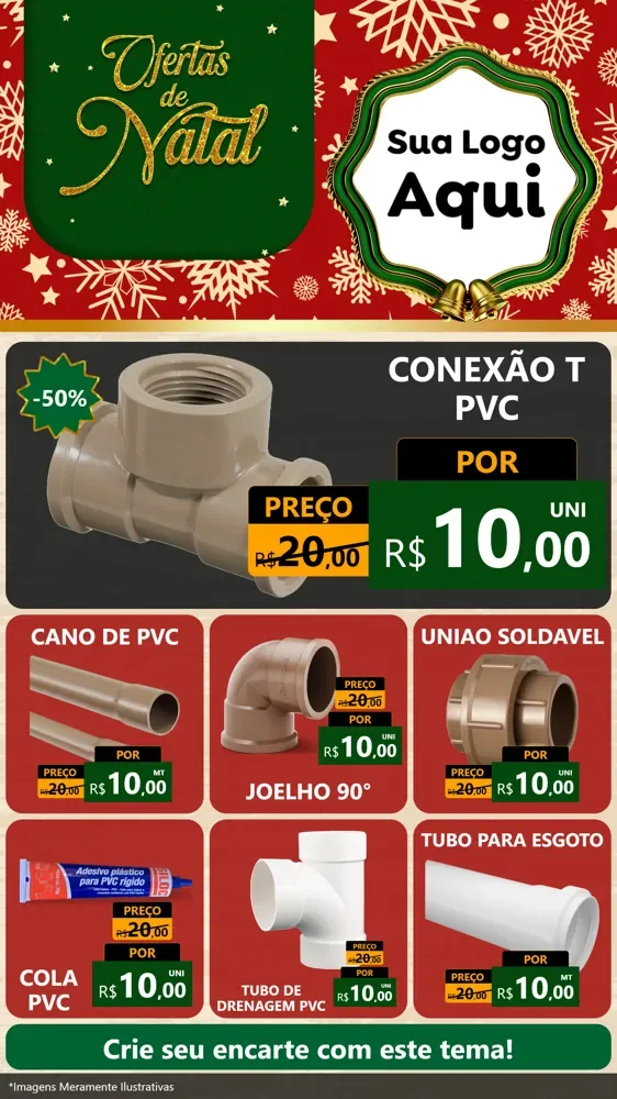 Modelo de Rede Social para Stories com o tema Natal de Ofertas para Tubos e conexões