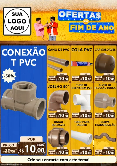 Modelo de Encarte para Encarte A4 Vertical com o tema Ofertas de Fim de Ano para Tubos e conexões