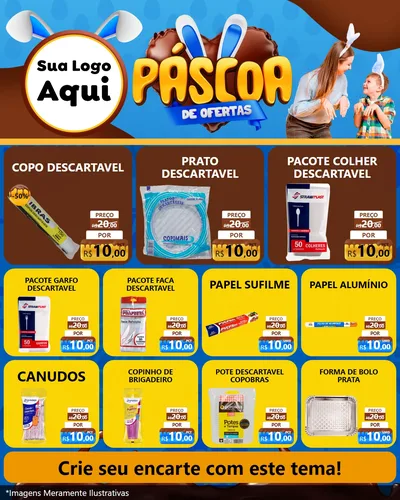 Modelo de Rede Social para Feed Instagram com o tema Páscoa de Ofertas para Embalagens