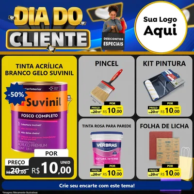Modelo de Rede Social para Feed Facebook com o tema Dia Do Cliente para Tintas e Ferramentas
