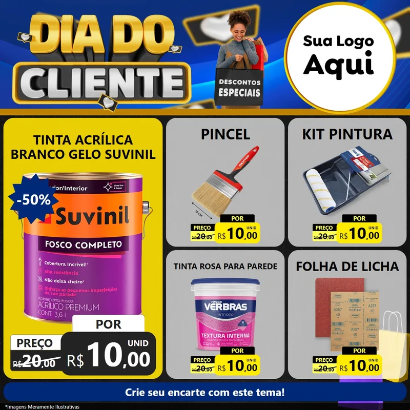 Modelo de Rede Social para Feed Facebook com o tema Dia Do Cliente para Tintas e Ferramentas