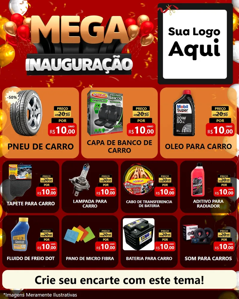 Modelo de Rede Social para Feed Instagram com o tema Mega Inauguração para Auto peças