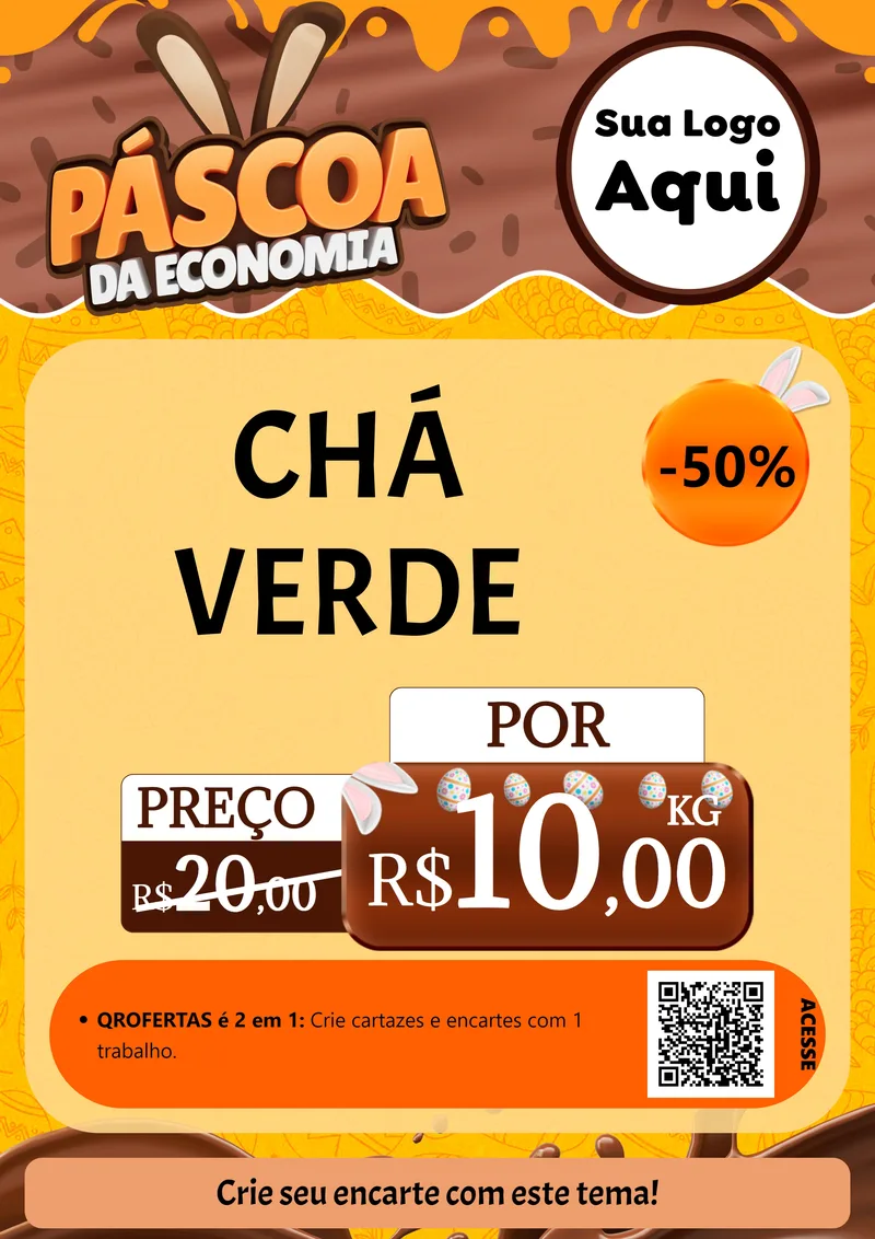 Modelo de Cartaz para Cartaz A4 Vertical com o tema Páscoa da Economia para Produtos Naturais
