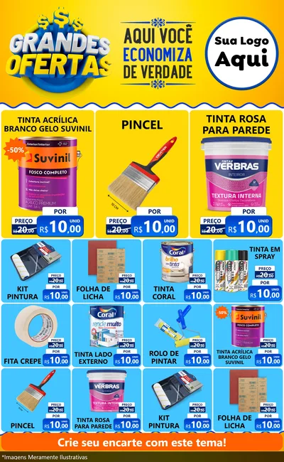 Modelo de Encarte para Encarte Grande com o tema Grandes Ofertas para Tintas e Ferramentas