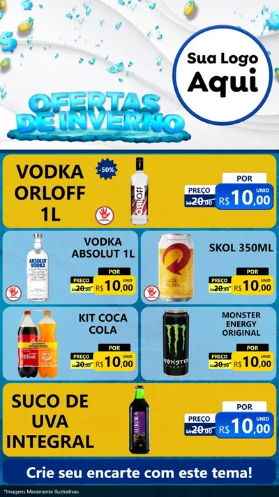 Modelo de TV para TV Vertical com o tema Ofertas de Inverno para Distribuidora de bebidas