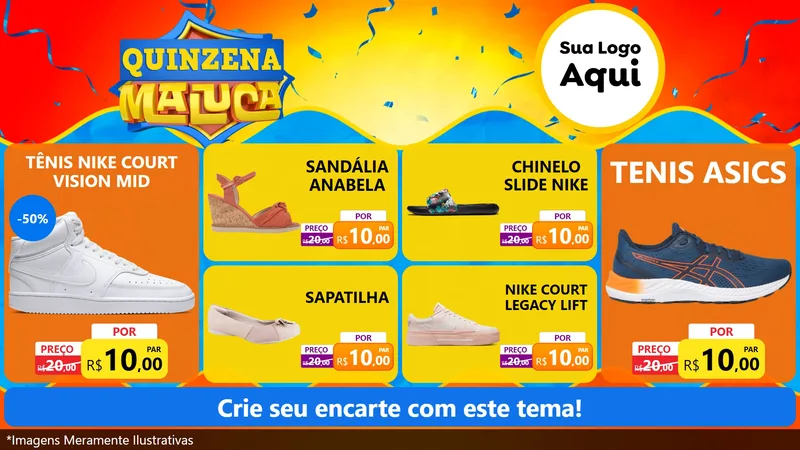Modelo de TV para TV Horizontal com o tema Quinzena Maluca para Calçados