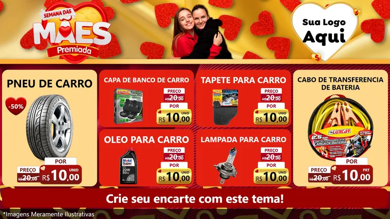 Modelo de TV para TV Horizontal com o tema Semana das Mães Premiada para Auto peças