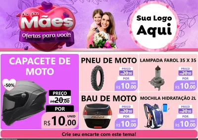 Modelo de Encarte para Encarte A4 Horizontal com o tema Dia das Mães Ofertas para Você! para Moto peças