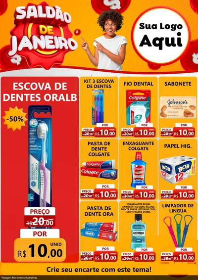 Modelo de Encarte para Encarte A4 Vertical com o tema Saldão de Janeiro para Higiene Pessoal