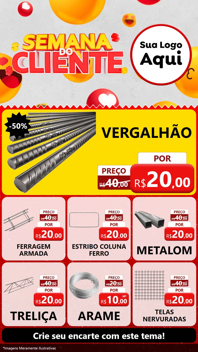 Modelo de Rede Social para Stories com o tema Semana do Cliente para Ferragens