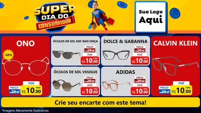 Modelo de TV para TV Horizontal com o tema Super Dia do Consumidor para Óticas