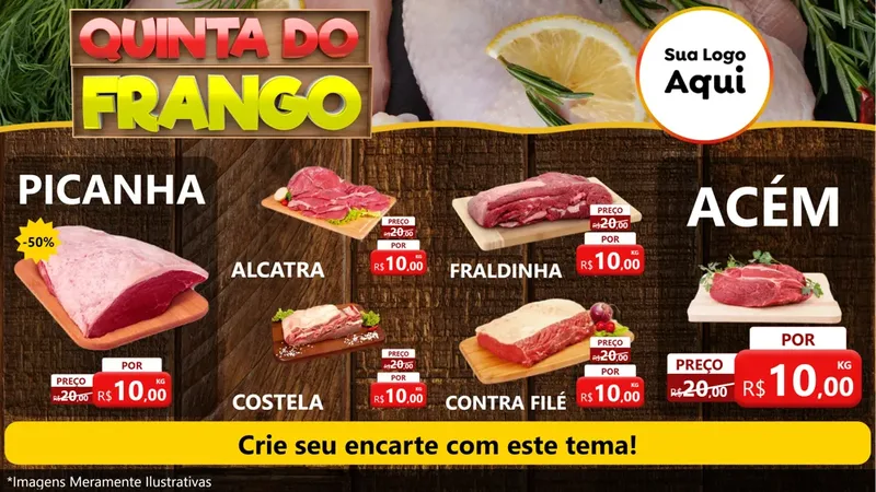 Modelo de TV para TV Horizontal com o tema Quinta do Frango para Açougue