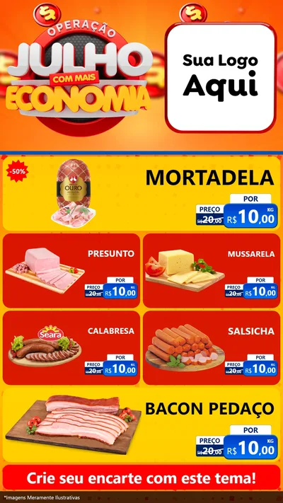 Modelo de TV para TV Vertical com o tema Operação Julho Com Mais Economia para Frios e Laticínios