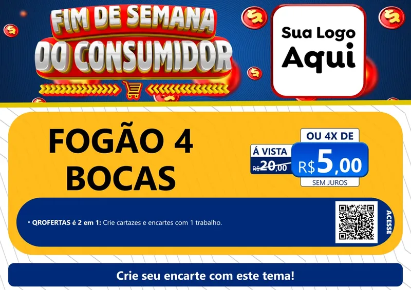 Modelo de Cartaz para Cartaz A4 Horizontal com o tema Fim de Semana do Consumidor para Móveis e Eletro