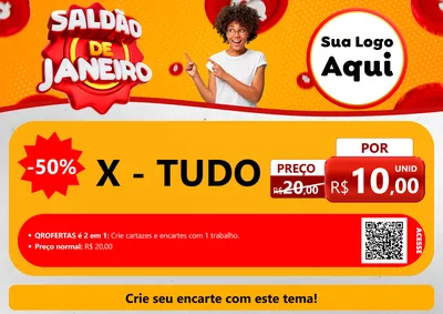 Modelo de Cartaz para Cartaz A4 Horizontal com o tema Saldão de Janeiro para Hamburgueria