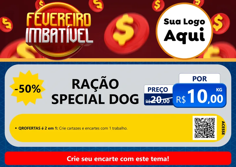 Modelo de Cartaz para Cartaz A4 Horizontal com o tema Fevereiro Imbatível para Pet Shop