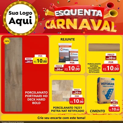 Modelo de Rede Social para Feed Facebook com o tema Esquenta Carnaval para Pisos e revestimentos