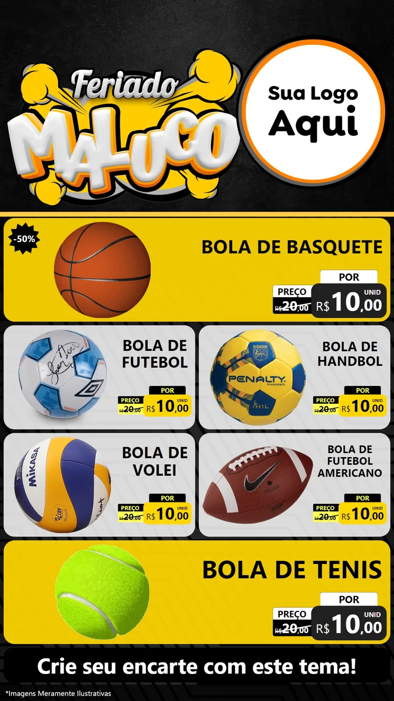 Modelo de TV para TV Vertical com o tema Feriado Maluco para Artigos Esportivos