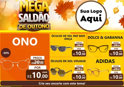 Modelo de Encarte para Encarte A4 Horizontal com o tema Mega Saldão de Outono para Óticas