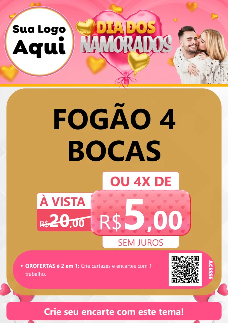Modelo de Cartaz para Cartaz A4 Vertical com o tema Dia dos Namorados para Móveis e Eletro