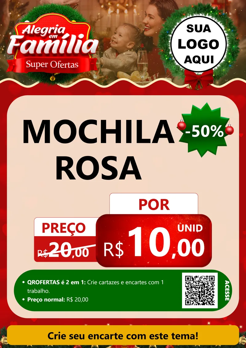 Modelo de Cartaz para Cartaz A4 Vertical com o tema Alegria Em Família - Super Ofertas para Papelaria