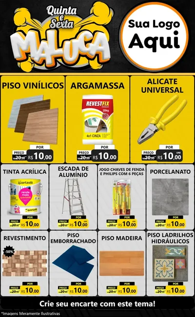 Modelo de Encarte para Encarte Grande com o tema Quinta e Sexta Maluca para Material para Construção