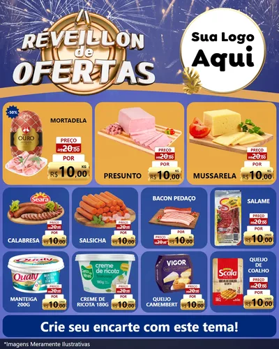 Modelo de Rede Social para Feed Instagram com o tema Réveillon de Ofertas para Frios e Laticínios