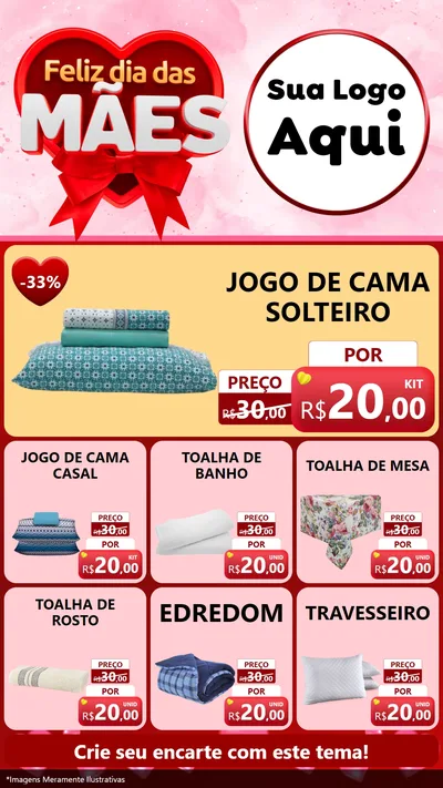 Modelo de Rede Social para Stories com o tema Feliz Dia Das Mães para Cama, Mesa e Banho