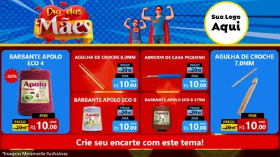 Modelo de TV para TV Horizontal com o tema Dia das Mães para Armarinho e Aviamentos