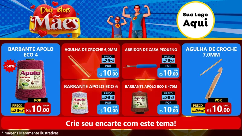 Modelo de TV para TV Horizontal com o tema Dia das Mães para Armarinho e Aviamentos