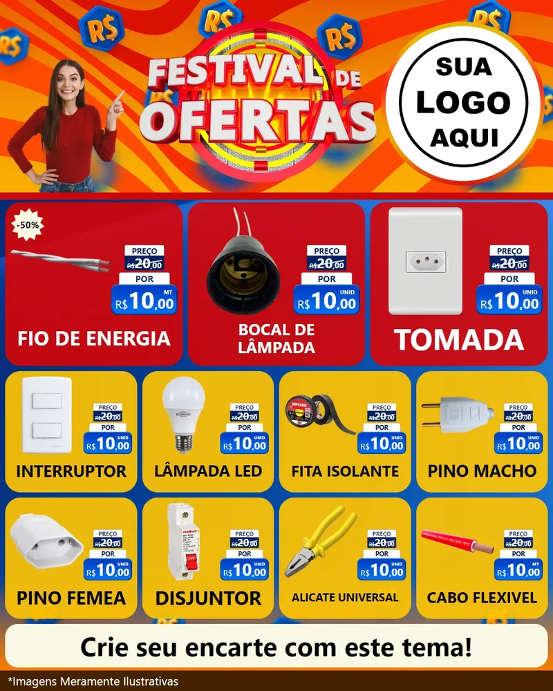 Modelo de Rede Social para Feed Instagram com o tema Festival de Ofertas para Materiais Elétricos