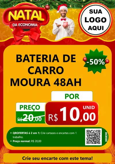 Modelo de Cartaz para Cartaz A4 Vertical com o tema Natal da Economia para Baterias Elétricas
