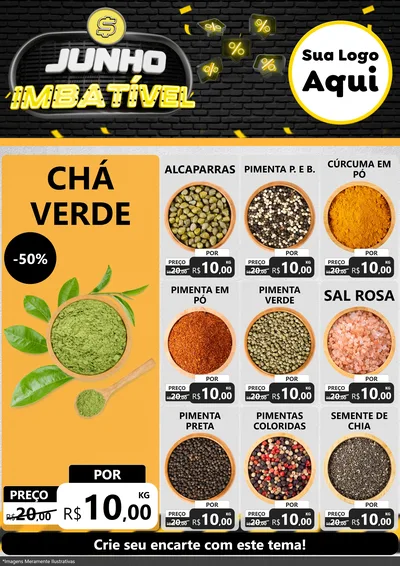 Modelo de Encarte para Encarte A4 Vertical com o tema Junho Imbatível para Produtos Naturais