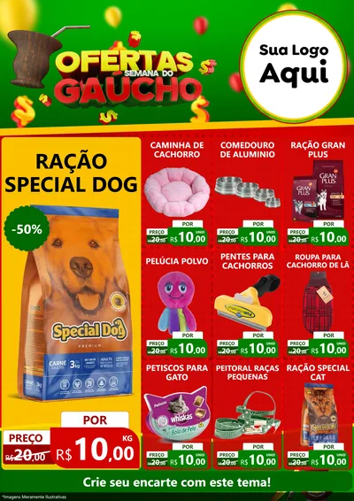 Modelo de Encarte para Encarte A4 Vertical com o tema Ofertas Semana Do Gaúcho para Pet Shop