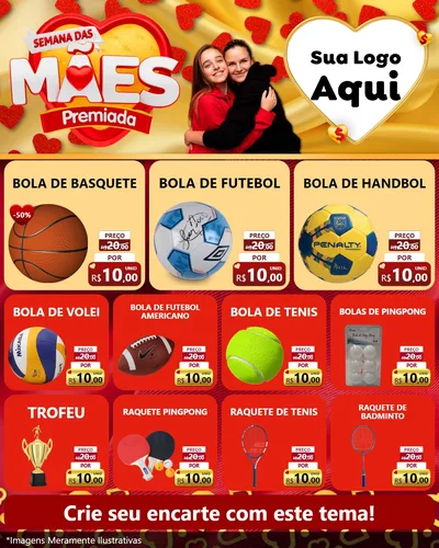Modelo de Rede Social para Feed Instagram com o tema Semana das Mães Premiada para Artigos Esportivos