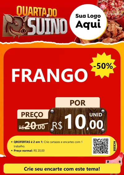 Modelo de Cartaz para Cartaz A4 Vertical com o tema Quarta do Suíno para Assados