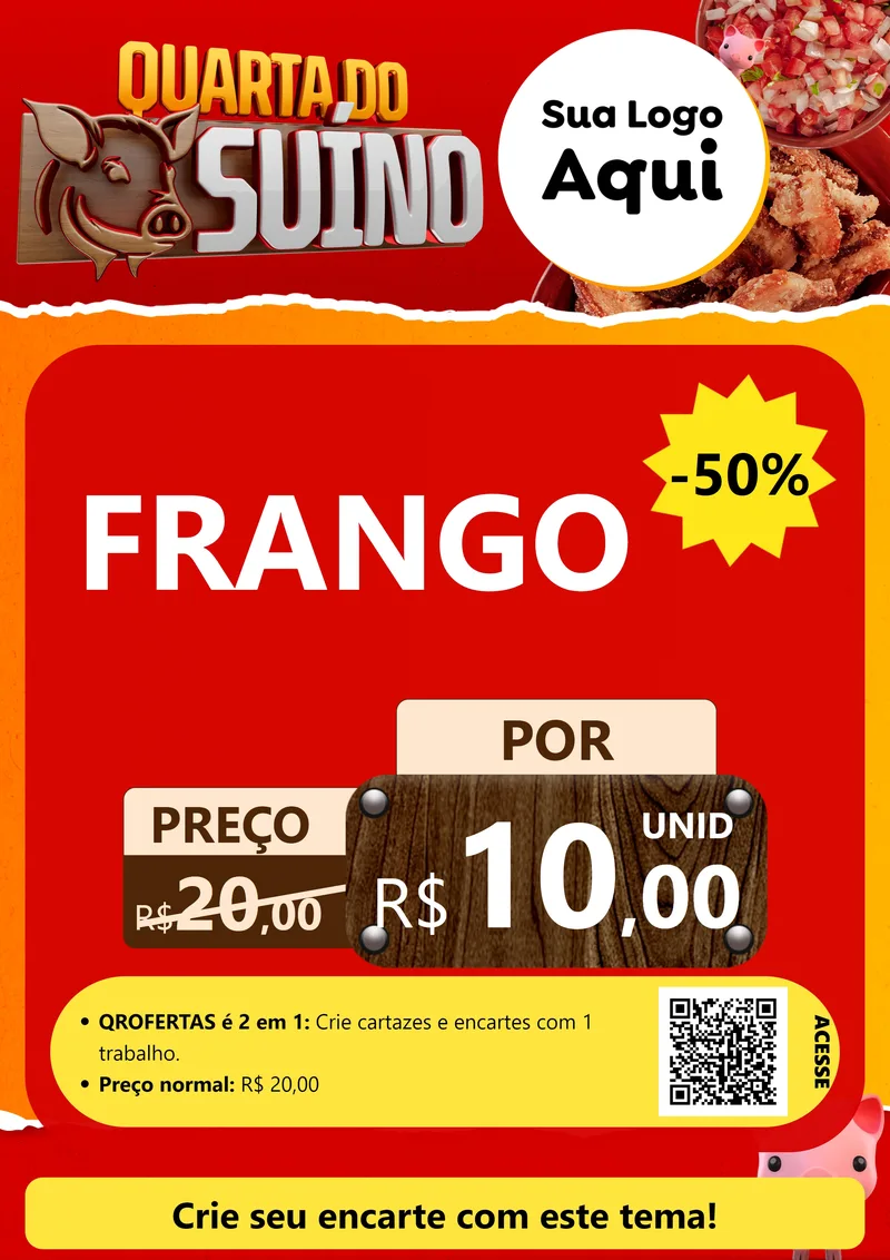 Modelo de Cartaz para Cartaz A4 Vertical com o tema Quarta do Suíno para Assados