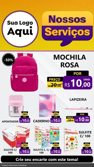 Modelo de Rede Social para Stories com o tema Nossos Serviços para Papelaria