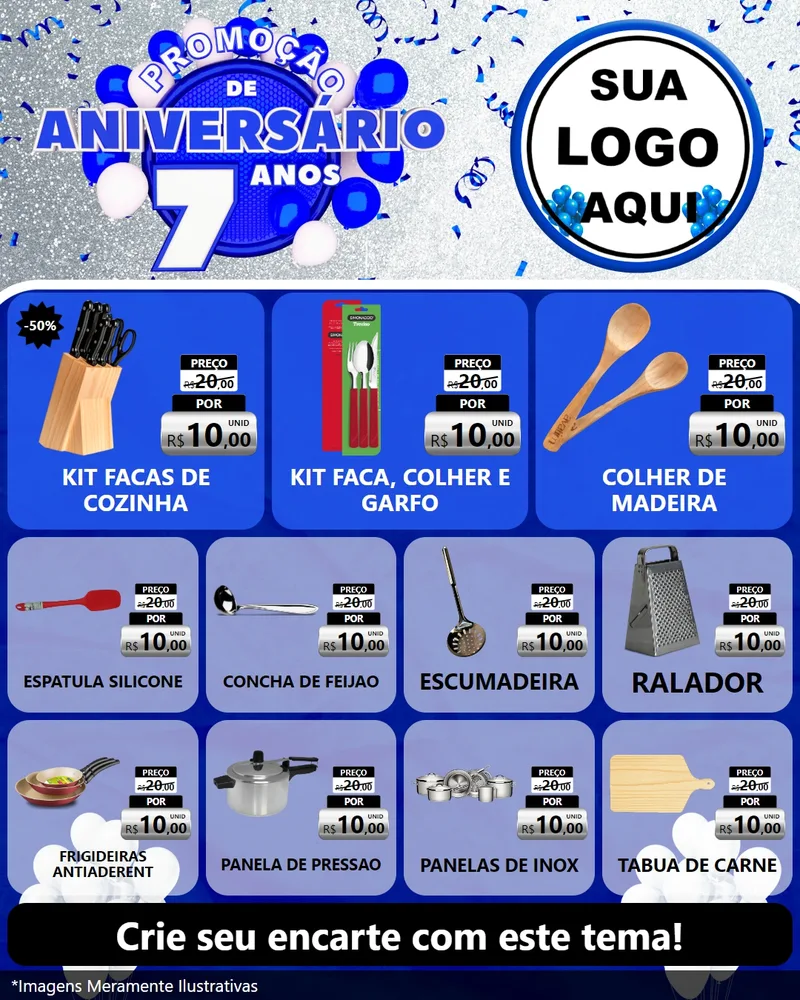 Modelo de Rede Social para Feed Instagram com o tema Promoção de Aniversário - 7 Anos para Utilidades Domésticas