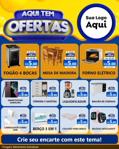 Modelo de Rede Social para Feed Instagram com o tema Aqui Tem Ofertas para Móveis e Eletro