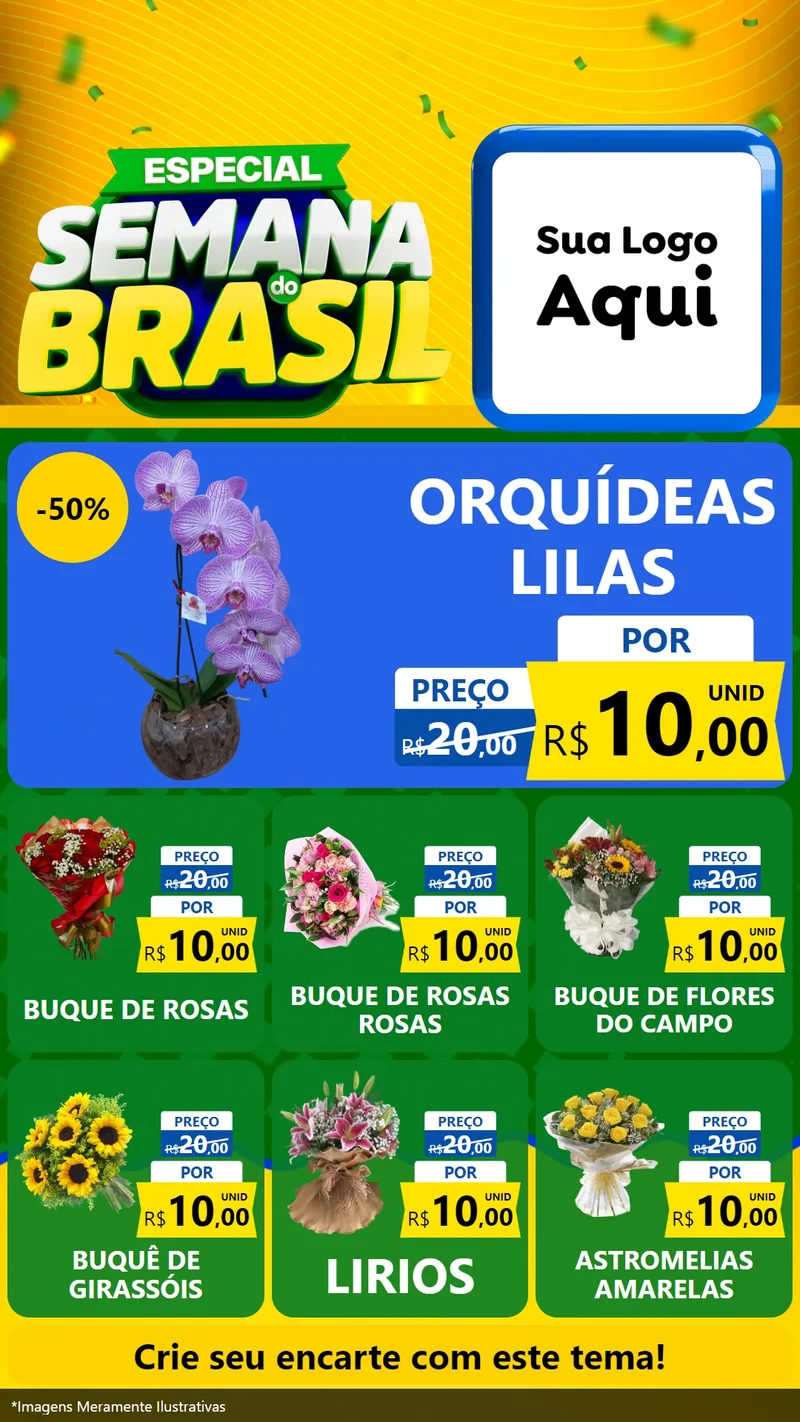 Modelo de Rede Social para Stories com o tema Especial Semana do Brasil para Floricultura e jardim