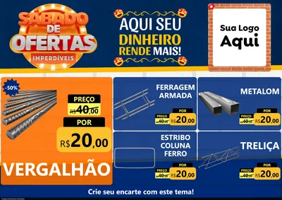 Modelo de Encarte para Encarte A4 Horizontal com o tema Sábado de Ofertas Imperdíveis para Ferragens